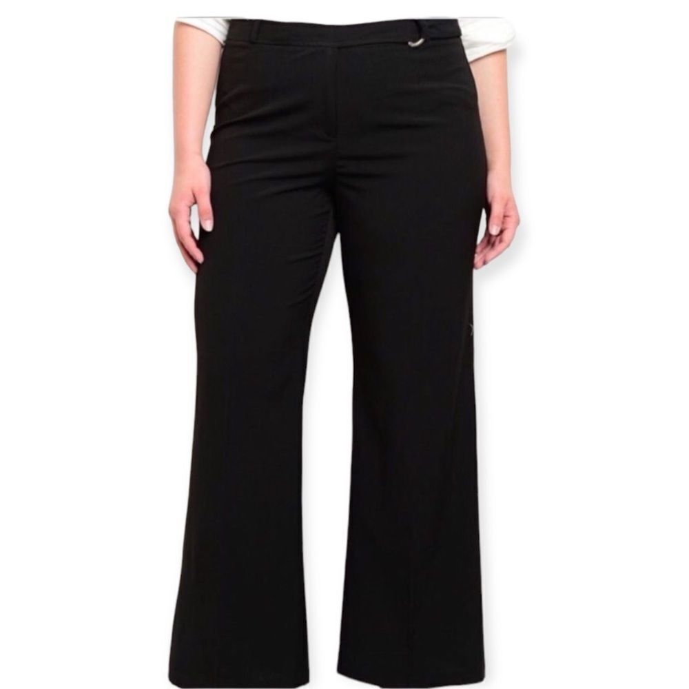 Black Mid Rise Wide Leg Trouser Pants NEW